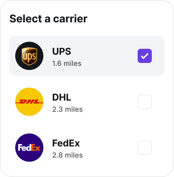 Flowpoint AI Returns - select a carrier